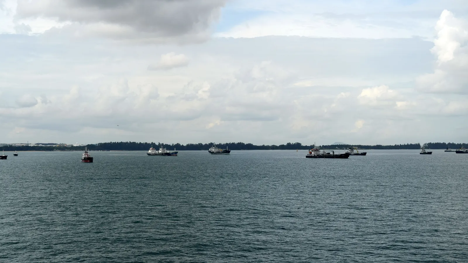 Ships at anchor in a Singapore anchorage